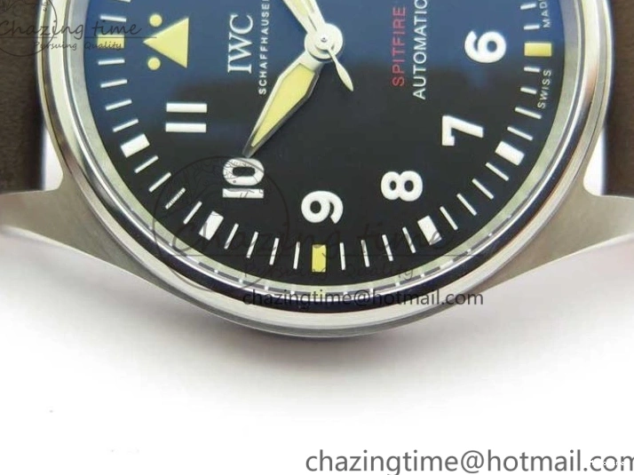 MIROTIME 0303 Original Pilot IW326803 SS MK 1:1 Best Edition Black Dial on Brown Leather Strap MIYOTA 7146